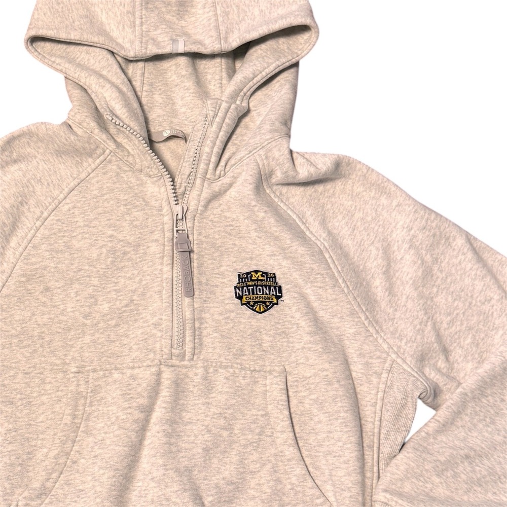 Rhoback Michigan National Champions Quarter Zip Hoodie Gray Women M Blokecore